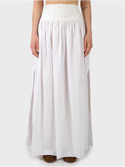 Long cotton skirt with lace detail on the bodice ERMANNO SCERVINO | D464O605OVZ10601